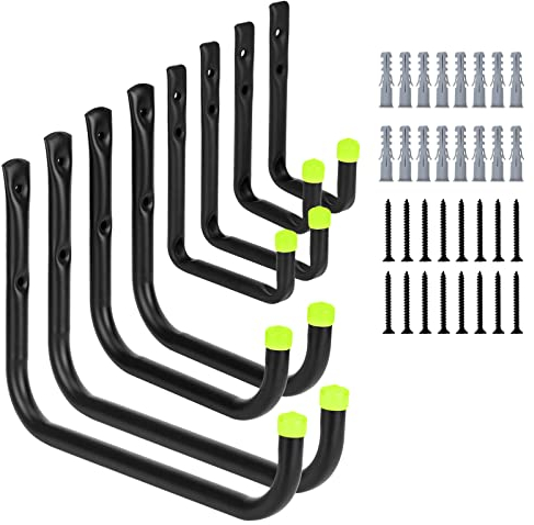 Queta Gancho Bicicleta Pared, 8 Piezas Gancho de Almacenamiento de Garaje,para Colgar Cualquier Cosa que Quieras, Cocina/Trastero/Garaje/Baño/Jardín