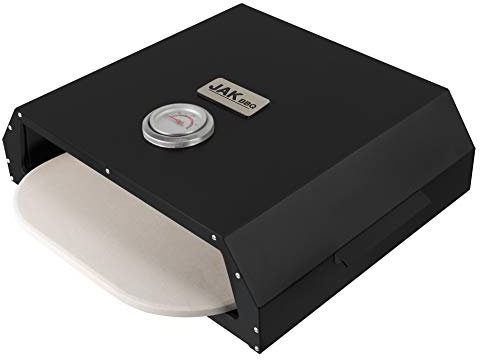 JAK BBQ Pizzaofen Set J 20 Schwarz Pizzaofen Kit mit Stein Pizzaofen Edelstahl Top Tragbarer Pizzaofen mit Stein für Gas oder Holzkohle Grill Pizzaofen Outdoor für den Garten und Terrasse