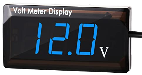 DC 12 V Voltmètre Numérique de VoitureVoltage d’Affichage LED Panneau de Compteur de Voltage Numérique de Voiture de Compteur 4-28V Jauge de Voltmètre pour Véhicule Moto Camion (Bleu)