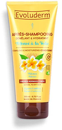 EVOLUDERM - After Shampoing – Entwirrungsmittel – feuchtigkeitsspendend – nährend – Monoi à la Folie – ohne Silikon – dermatologisch getestet – 200 ml – 99 % natürlichen Ursprungs – hergestellt in