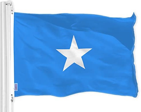 G128 Somalien-Flagge | 90 x 150 cm | LiteWeave Pro Serie bedruckt 150D Polyester | Länderflagge, für drinnen und draußen, lebendige Farben, Messingösen, dicker und langlebiger als 100D 75D Polyester
