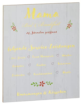 Bada Bing Wandschild Mama Gold - Bed & Breakfast - Geschenk Mama Muttertag ca. 24 x 20 cm Vintage Planken Optik Holz Spruch Schild Bild Deko lustiges Wandbild Anerkennung Geburtstag Weihnachten 00