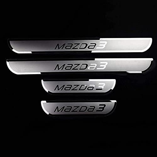 Ever TA 4 pcs Car Door Sill Protector Strips for Maz-da 3 2014 2015 2016 2017 2018, Stainless Steel Auto Threshold Kick Plates Pedal Car Body Styling Decoration Accessory, Silver