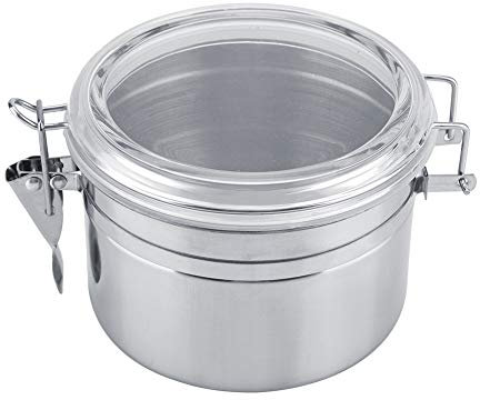 Coffee Airtight Container, Stainless Steel Vacuum Sealed Food Storage Jar Coffee Bean Airtight Canister with Clear Lid for Bean Tea Sugar Cookies(S)