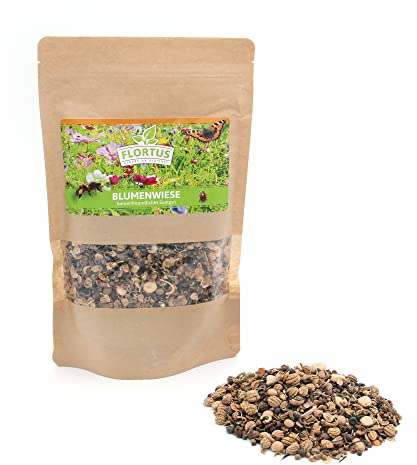 FLORTUS Blumenwiese | Wildblumenmischung 1/2 l Doypack | Bienenfreundliche Blumenwiese Samen | Blumensamen für Bienenweide | Saatgut bunte Wiesenblumen Mischung | Nahrung für zahlreiche Insekten