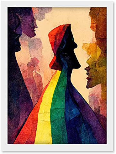 Doppelganger33 LTD The Others Abstract LGBTQ Rainbow Figures Artwork Framed Wall Art Print A4