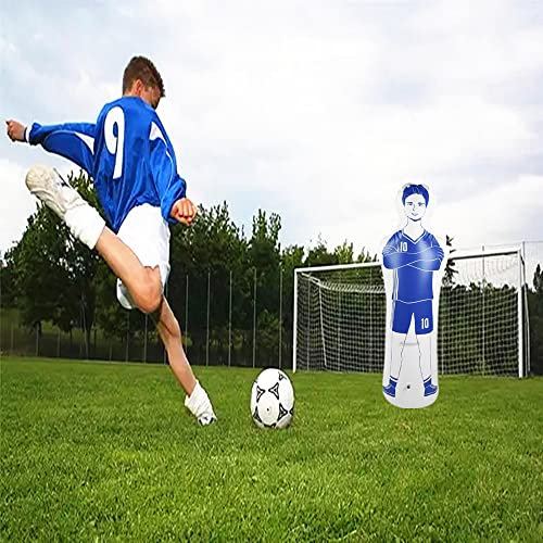 Inflatable Football Dummy Goalkeeper Air Dolls Free Kick Protection Wall Football Practice Cup (1 Piece, Blue, 160cm)