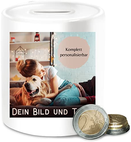 Spardose - eigenem - Foto Bild Geschenk I Dein Bild und Text - Unisize - Weiß - für Trinkgeld Foto-spardose selbst drucken Photo sparbüchse personalisierte trinkgeldkasse selber gestalten Fotos
