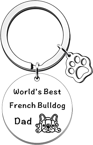 SDOFY Französische Bulldogge Geschenke – World's Best French Bulldog Dad Schlüsselanhänger – Papa Geburtstag & Weihnachten Geschenke – Vatertag von Frenchie, silber, Einheitsgröße
