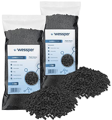 Wessper Granulés de Charbon Actif 2 L pour Aquarium, Bassin, Approvisionnement en Eau | pour Le Traitement de l'eau, Purification Filtration de l'eau