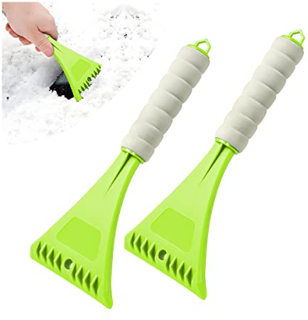 JNNJ 2 Stück Winter Autoscheiben Schneeschaufel, Eiskratzer Kratzer Auto, Zubehör für Autos, Benutzt für Eiskratzer für Autos Windschutzscheibe Heckscheiben(Grün)
