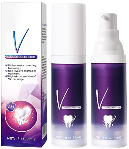V-34 Dentifricio Sbiancante Viola per Denti Bianchi - Stain Removal Teeth, Toothpasta Sbiancante per Denti Gialli (ST-2PCS)
