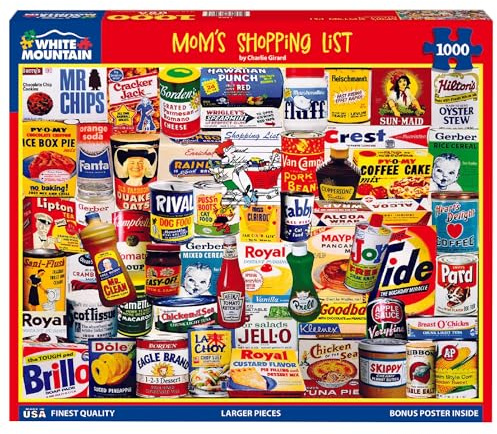 White Mountain Puzzles - Mom's Shopping List - 1000 Piece Jigsaw Puzzle for Adults