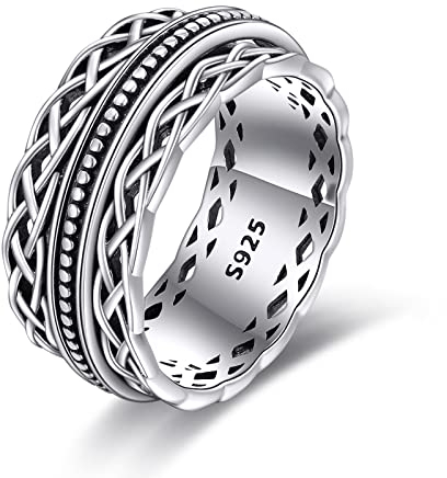 HUKKUN Keltischer Fidget Ring Silber 925 Angst Spinner Ring Keltischer Knoten Schmuck Geschenke Damen Herren