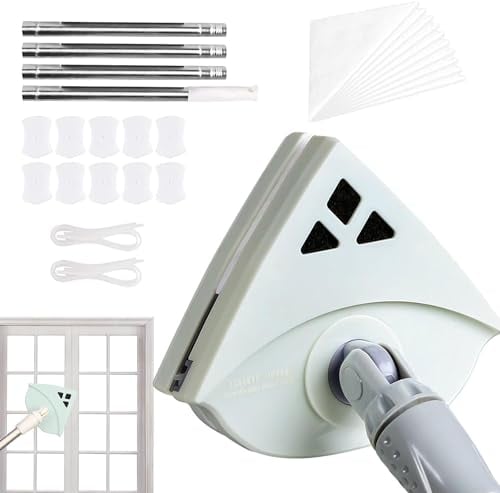 Lave Vitre Magnétique Double Vitrage, Brosse De Nettoyage pour Vitres Double Face,Lave Vitre Magnétique Essuie-Glace en Verre Outils De Nettoyage Magnétique-Vert Clair