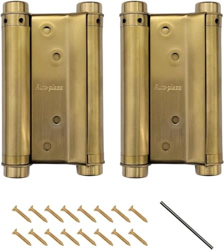 4Inch (100mm) Golden Double Action Stainless Steel Door Hinges Saloon Cafe Self-Closing Perfect Adjustable (2)