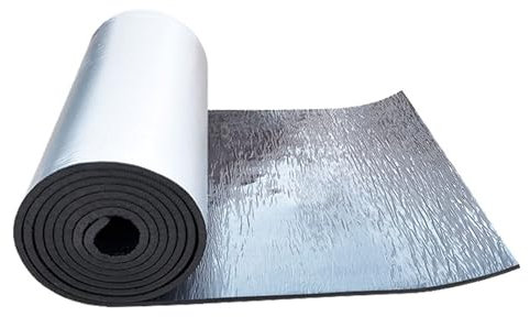 Aluminium Foil Membrane Vapour Barrier Thermal Insulation Reflective Foam Foil Insulation 5mm Thick Self-adhesive Vapour Barrier Radiator Reflector, for Floor, Roof, Garage Door, Camper Van ( Size : 1
