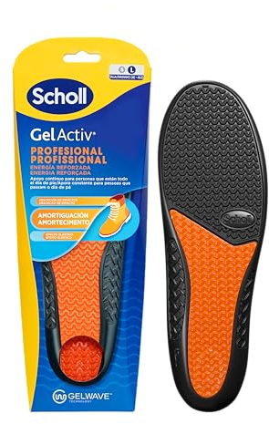 Scholl GelActiv Profesional Plantillas de Gel para Hombre - Botas y Zapatos de Trabajo, Comodidad Superior y Absorción de Impactos con Tecnología GelWave, Amortiguación Todo el Día, Talla 40-46.5
