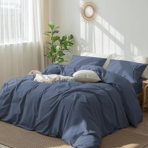 DXHOME Bettwäsche Baumwolle 220x240 Uni Petrol Blau Bettwäsche Set Doppelbett Kuschelig Flauschige Weich Baumwolle Bettwäsche 3 Teilig mit Reißverschluss und 2 Kissenbezüge 80x80 cm