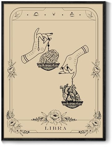 MHARTK66 Konstellation Leinwand Bilder mit Rahmen Schwarz, 40x60 cm Waage Tarot Wandbilder Wohnzimmer, Hexe Dunkle Akademie Wandkunst Aesthetic, Gotische Wanddeko Schlafzimmer Desktop Zimmer Flur