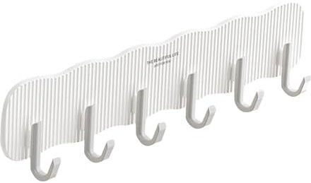Handtuchaufhänger, Hutablage - Klebe Handtuchhalter mit 6 Haken | Handtuchhaken, Bademantelhaken, Kleiderhaken für Eingang, Badezimmer, Wohnzimmer, Schlafzimmer