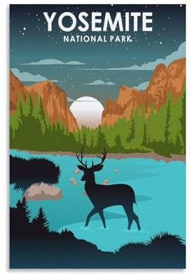 GJrjdb Vintage-Reise-Yosemite-Poster, 60 x 90 cm