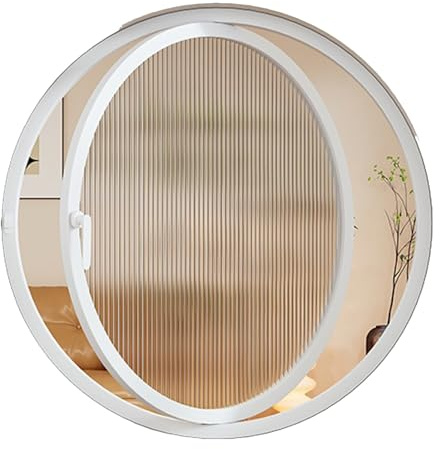 HJLKDYM Drehbares Flügelfenster, Das Runde Fenster Kann Um 360° Gedreht Werden. Beleuchtungs- Und Belüftungsfenster Aus Aluminiumlegierung, Geeignet Für Esszimmer，Küche(White-Changhong Glass,50cm)