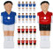 eyepower 22 Tischkicker Figuren 16mm - Frankreich vs. Türkei - Tisch Fussball Kicker Figuren - Tisch Fussballspiel Zubehör Fußball Kickertisch Ersatzteile Tischfussball Figuren Kicker Tisch