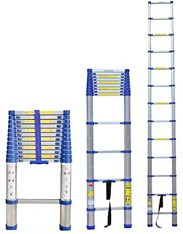 8 m Aluminium-Teleskopleiter für Dachzelte und Dachboden, leichte ausziehbare Ausziehleiter mit 150 kg Tragkraft