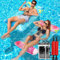 Wasserhängematte Erwachsene 2 Wasser Hängematte mit Netz 4 In 1 Luftmatratze Pool Luftmatratze Netz Wasserliege mit 2 wasserdichte Handyhülle Pool Hängematte Erwachsene(Blau & Rosa)