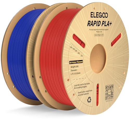 ELEGOO High Speed PLA+ Filament 1.75mm Blau Rot 2KG, PLA Plus Filament | 600mm/s Hochgeschwindigkeit Filament PLA+, Hohe Zähigkeit&Schlagfestigkeit, Gleichmäßige Wicklung,für meisten 3D Drucker