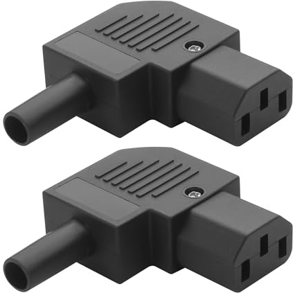 YACSEJAO Adaptador de Conector de Corriente IEC C14/C13 de 90 Grados, 2 Piezas, 250V/10A Reconectable, Enchufe Macho y Base Hembra C14 C13 para Corriente Alterna (Ángulo Recto, Hembra)