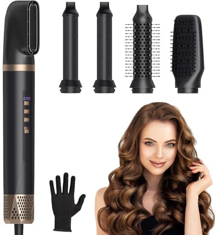 Journeyside Airstyler Set 5in1, Professioneller Warmluftbürste Set 1400W,Multifunktionaler Hairstyler,Lockenstab Automatisch,Glätteisen, Haarstyler 200 Millionen Ionen für Styling,Trockenund Glätten
