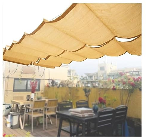 PFCDZDU Vela Sombra con Diseño Ondulado Personalizable, Pérgola Toldo Retráctil Resistente A Los Rayos UV, Cubierta Sombra Impermeable para Techo para Terraza Porche