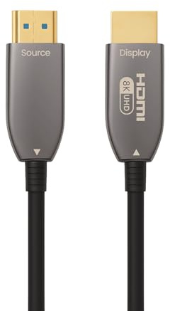 ProfiPatch HDMI Glasfaserkabel 20m 8K & 4K HDMI Kabel 2.1 High Speed mit Ethernet 48 Gbits grau Goldkontakt PS5, PC, Monitore, Laptops, Fernseher, Xbox Series Beamer, Switch und allen HDMI Komponenten