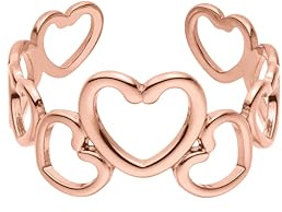 Purelei® Heartbeat Ring – verstellbarer, wasserfester Ring mit unterschiedlich großen Herzen, Edelstahl 14K vergoldet, 18K rosévergoldet oder silber (Größe 55–62) (Rosegold)