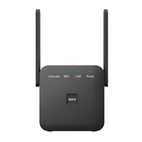 WiFi Extender Booster with Ethernet Port, Covers Up to 9800 Sq.ft, Supports 50 Devices, Wireless Internet Booster for Home, Black