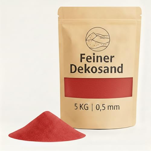 Deko-Sand rot als farbige Streudeko - 5 kg kleine Deko-Steine Ø 0,5 mm für Gläser, Vasen