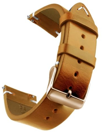 PIGLOLKINY Bracelet de montre en cuir véritable Wax, for dégagement rapide 18/20/22mm/sangles, for Samsung for Seiko, for Oris for Citizen