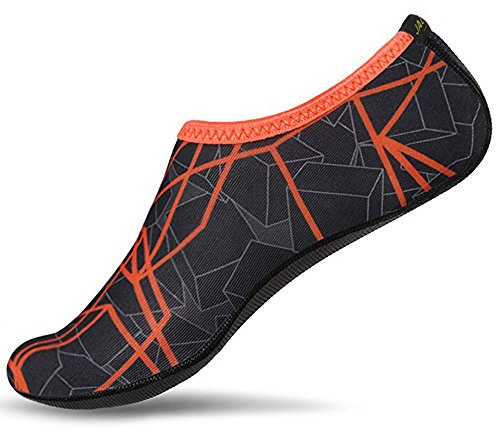 JACKSHIBO Herren Damen Barfuß Wasser Schuhe Unisex Aqua Shoes für Strand Schwimmen Surf Yoga, Erwachsene L=235-250MM, Dark Orange