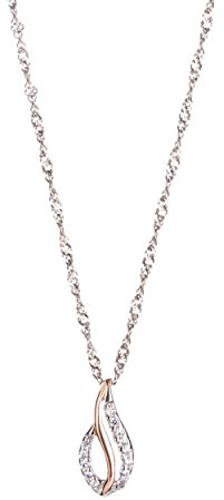 Amor Kette mit Anhänger 925 Sterling Silber Damen Halsschmuck, mit Zirkonia synth., 45 cm, Bicolor, Kommt in Schmuck Geschenk Box, 9207831