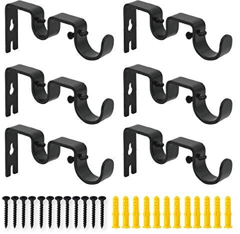 AddGrace 6 Stück Doppel-Gardinenstangenhalterung, robuste Vintage-Gardinenstangenhalterung für 2,5 cm und 1,6 cm Stange (6 Stück)