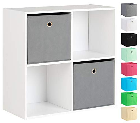 Hartleys White 4 Cube Unit and 2 Storage Boxes - Choice of Colour