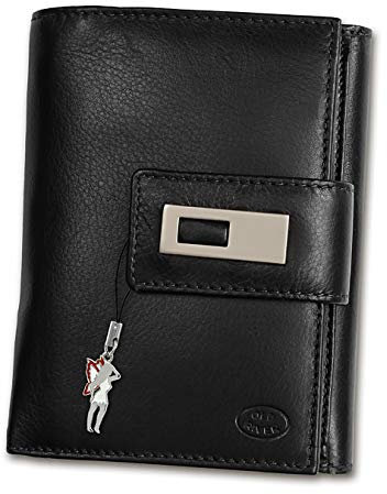 Imppac Old River Echt-Leder Geldbörse Damen Herren Portemonnaie schwarz 11x3x14cm D1OPD701F Leder Geldbörse von Old River für die Frau