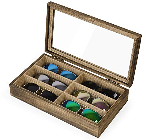 SRIWATANA Sunglasses Organizer, 6 Slots Eyeglass Holder, Carbonized Black