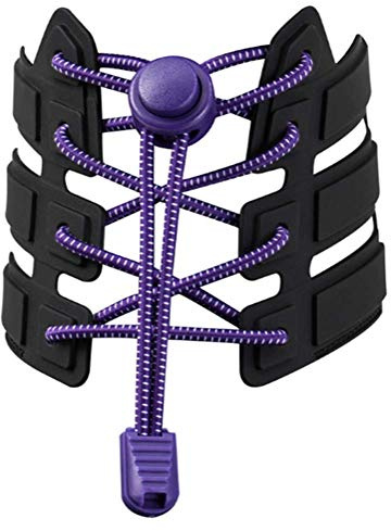 Molinter Cordones elásticos cordones planos con tensión ajustable para zapatos deportivos planos niños adultos, morado