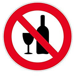 Adesivo di segnalazione, targa, alcool vietato.