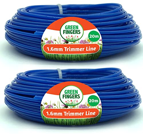 SOL 2pk Trimmer Line 20m x 1.6mm Blue Strimmer Wire, Durable and Flexible Nylon Cord for Grass Cutting, Weed Trimming & Garden Maintenance, Easy to Install Universal Fit for Electric & Petrol Strimmer