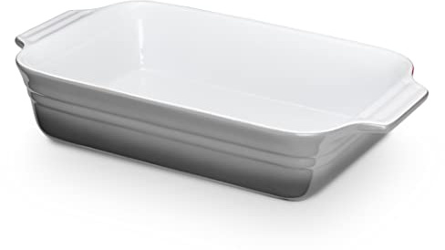 KHG Auflaufform mittelgroß 26 cm mit 0,75 Liter in Grau für 1-2 Personen | Ofenform aus Keramik Steingut rechteckig & kratzfest | Backform für Lasagne Tiramisu Aufläufe & mehr