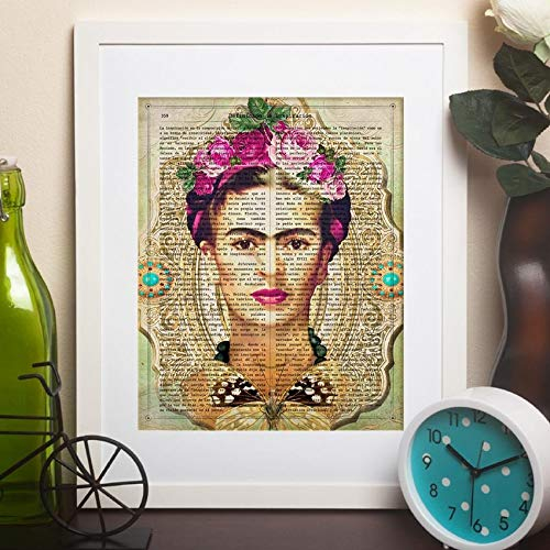 Nacnic Braun Frida Poster. Vintage Stil Poster von Musiker, Schauspieler, Erfinder... Größe A4